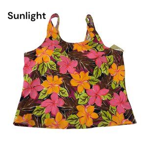 Islander Floral 90´-Y2K Women SZ 18 Tankini Top With Built-In Bra Tropical Print